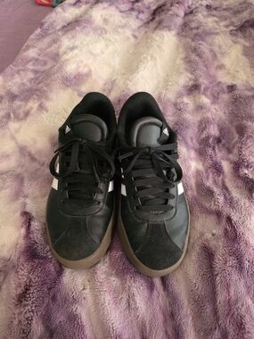 adidas Black and White Sneakers with Gum Sole